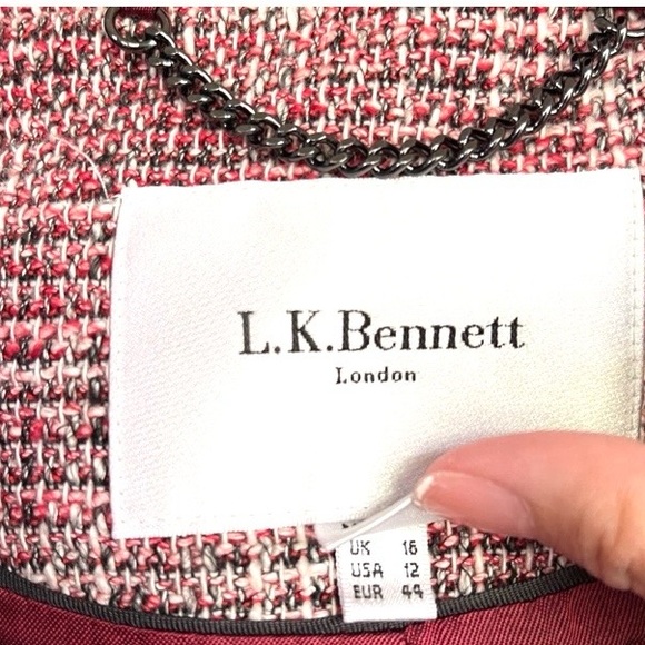 L.K. Bennett Cesilia Tweed Textured Peplum Blazer Jacket 12 - Picture 8 of 8